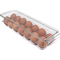 Huevera con tapa de TankerStreet- para almacenamiento de 14 huevos en nevera- de plástico PET- con asa integrada…